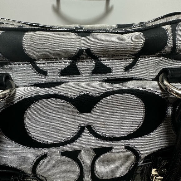 Gray and Black Coach Signature Bag - Picture 4 of 7